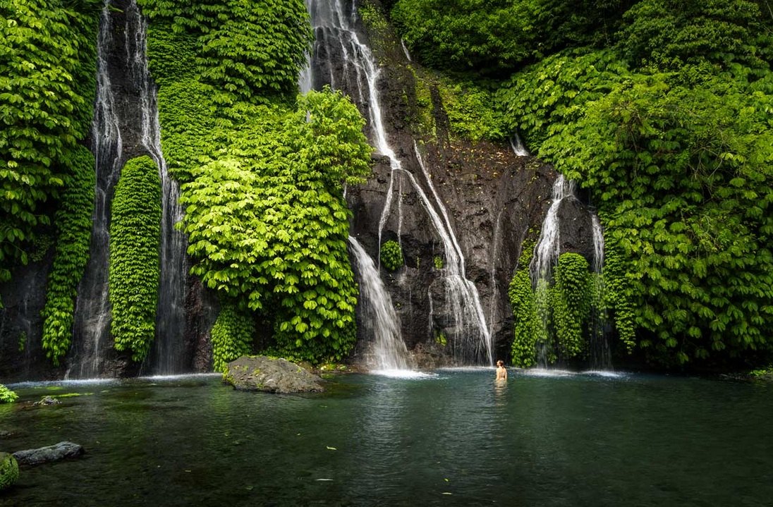 Munduk twin waterfall and jungle, the resort's natural water source