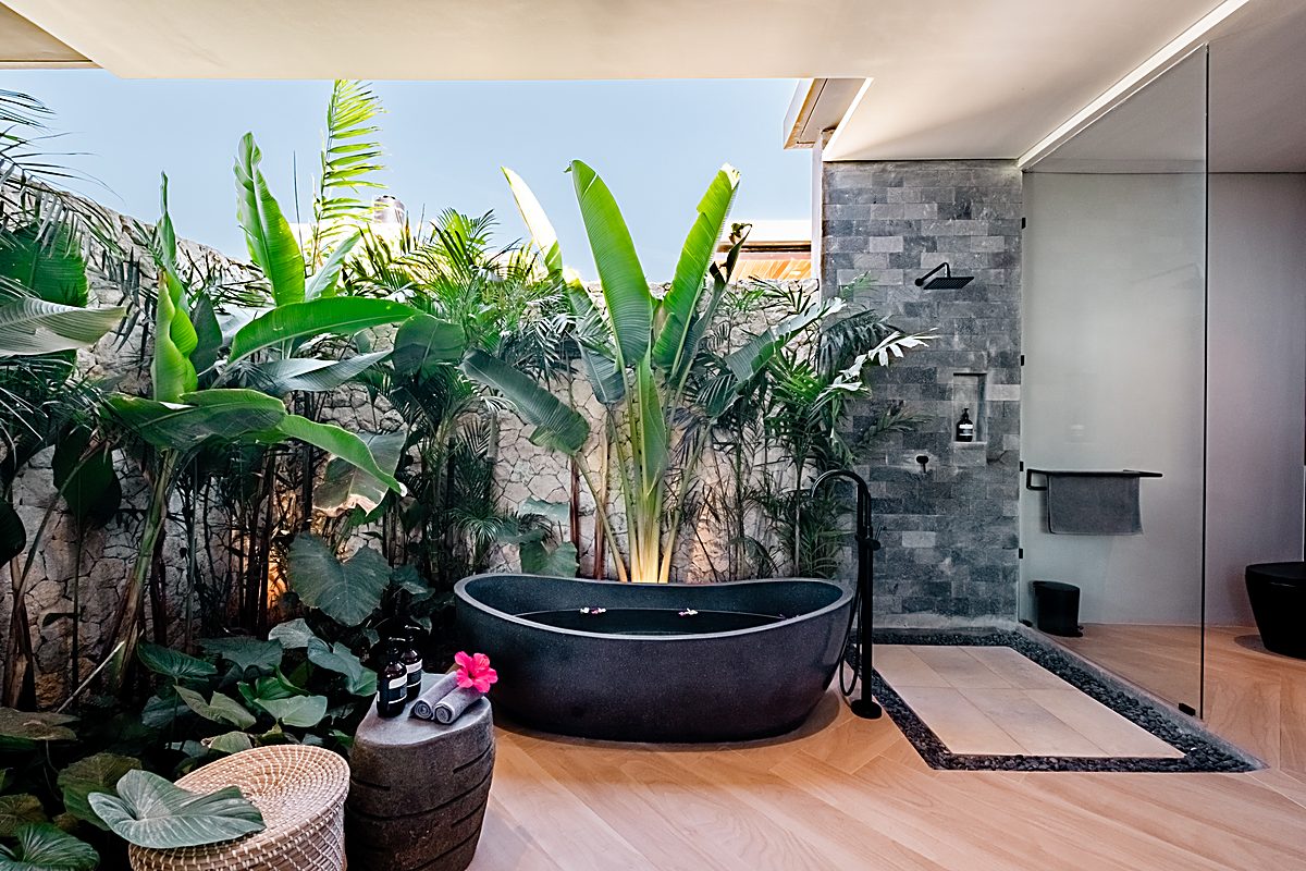 Bedroom with pool view