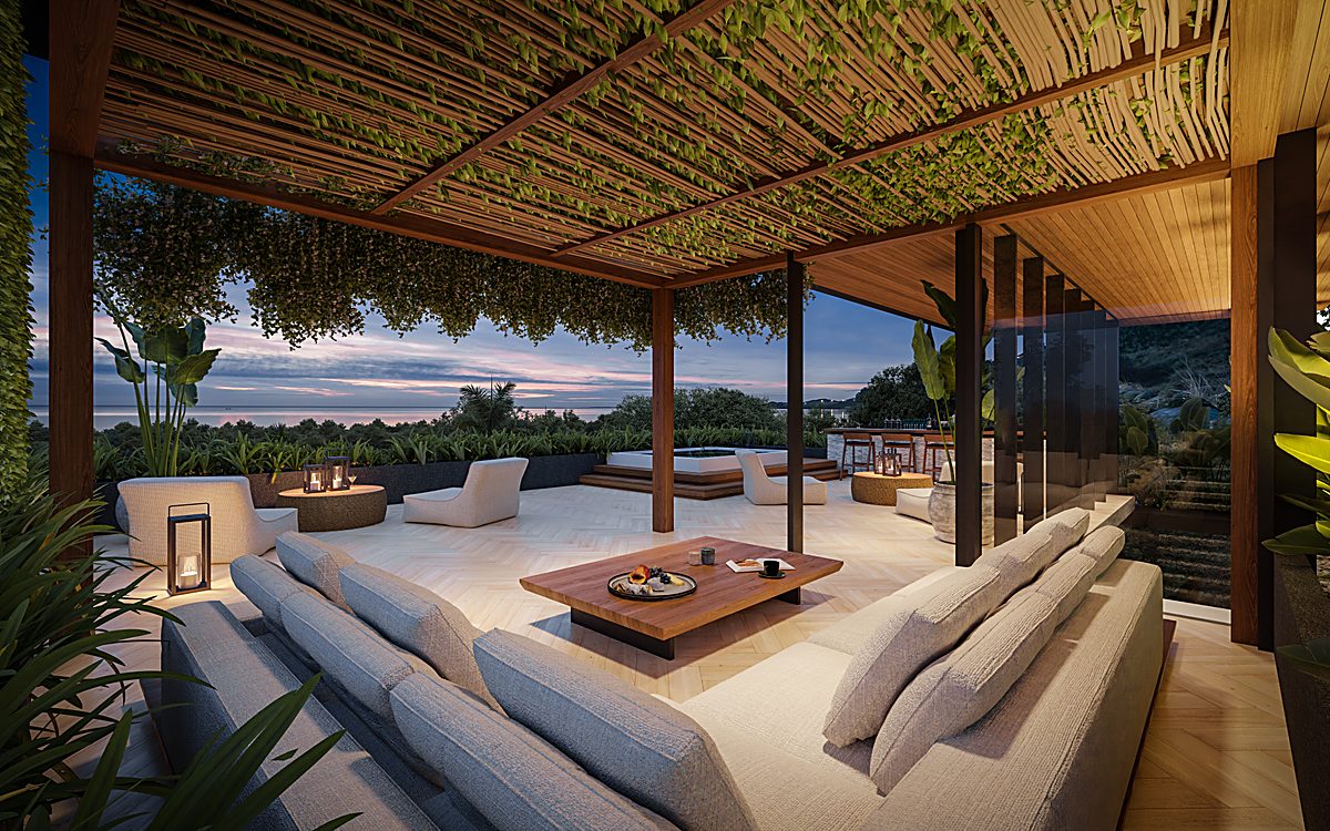 Villa Solaris ocean-view lounge, rendering