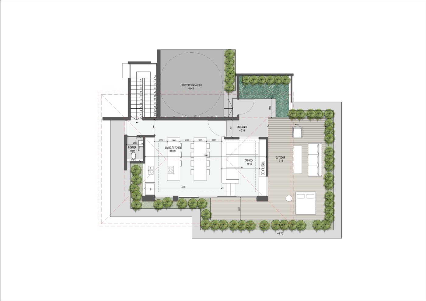 Deluxe villa floor plan, sheet 1