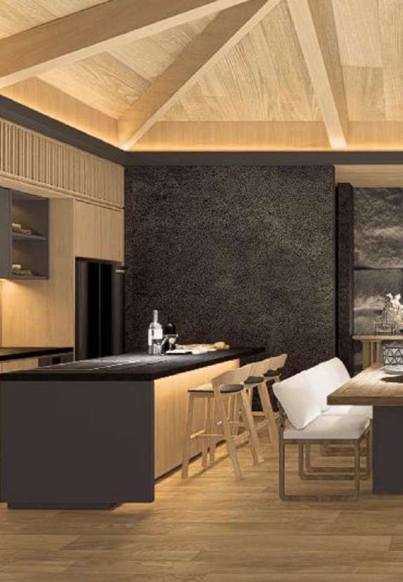 Premium villa interior, kitchen and living