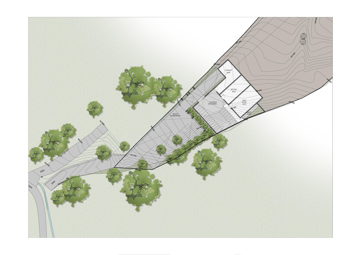 Lobby and restaurant pavilion floor plan, sheet 1